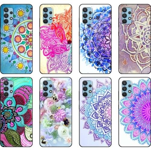 Black tpu Case For Samsung galaxy A12 A22 A32 A42 A52 A72 4g 5g S21 PLUS ultra back cover Colorful Floral Paisley Flower