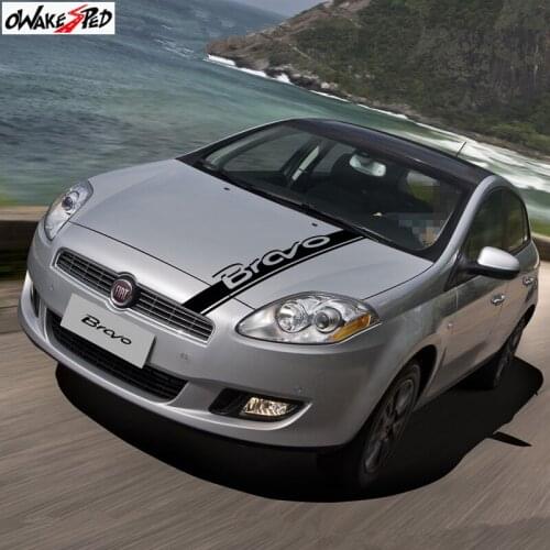 For Fiat Bravo Car Hood Bonnet Stripes Racing Sport Styling Body DIY Vinyl Decals Auto Engine Cover Decor Stickers