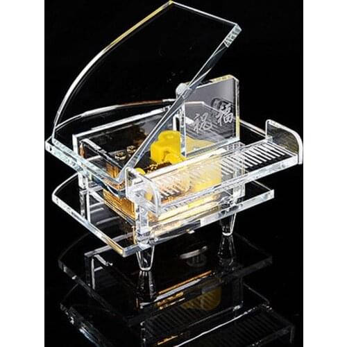 Crystal Piano Music Box Customize Frame Romantic Creative Figurines Crafts Ornaments Wedding Decoration