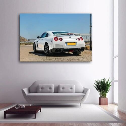 Supercar Poster Sports Car Nissan GTR White Car Rear View Wall Art Posters and Prints Canvas Paintings for Living Room Decor