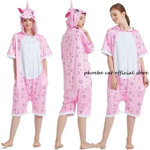 Fashion Unicorn Pajama Latest Cosplay Onisie Animal Kigurumi Nightie Cartoon Pijamas For Mother And Girl Short Jumpsuit Hoddie