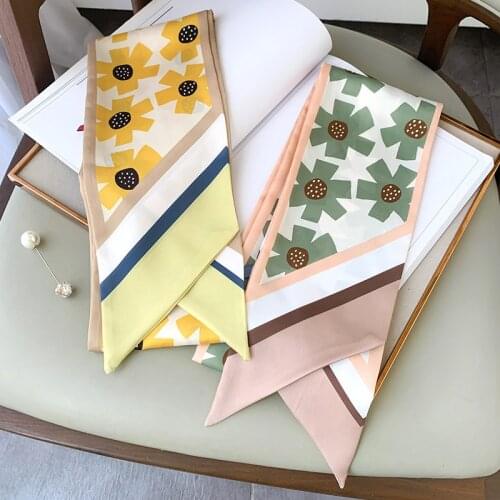 KOI LEAPING korean temperament thin narrow strip scarf female spring and summer fashion small silk scarf dual-use strapp