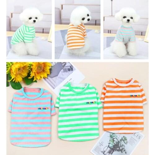 Summer Striped Dog Shirt Cotton Casual Pet Vest Comfortable Dog Costume Puppy T-Shirt Breathable Dog Clothes