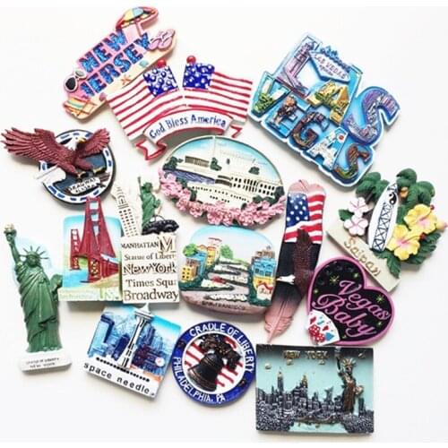 BABEMEMI USA New York Washington Hollywood New Jersey Hawaii Las Vegas Seattle Fridge Magnet Souvenir Refrigerator Magnets Decor