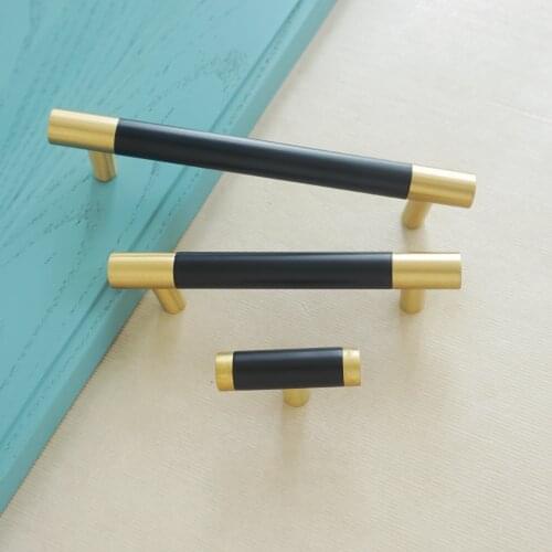 3'' 4'' 5'' Solid Brass Furniture Hardware T bar Knobs for Cabinet and Drawer Black Wardrobe Dresser Pulls Handle Knob