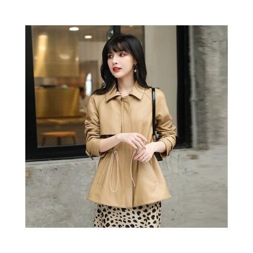 2020 Women New Fashion Genuine Real Sheep Leather Jacket R41