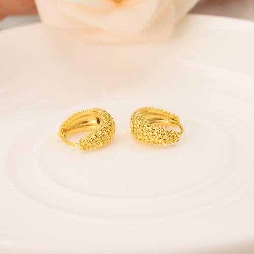 Cute kids Round Circles Huggies Hoop Earrings Solid Fine 18K Gold GF Kids Children Aros girls jewelry african best gift