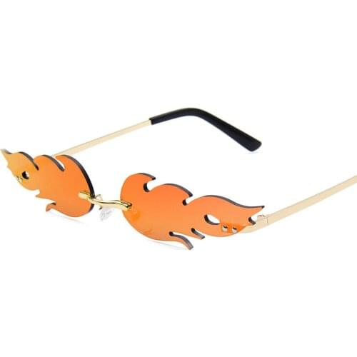 Fashion and Personality Design Flame Shape Sunglasses Rimless Metal Sun Glasses for Women and Men