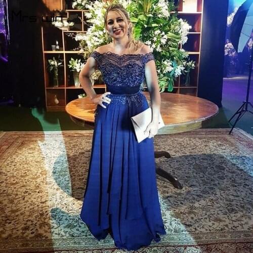 Mrs win Evening Dress For Women Embroidery Boat Neck Evening Dresses Plus Size Off Shoulder Formal Gowns robe de soiree HR406