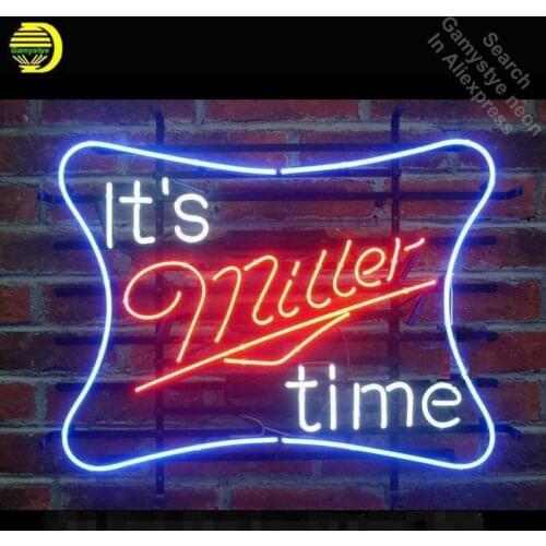Neon Sign for Its Miller Time Neon Tube vintage Beer Business sign handcraft Lamp Store Displays Gifts light Flashlight sign