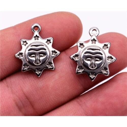 NEW 5pcs/lot Hight Quality Charms Sun 21*17.5mm Stainless Steel Pendants For Making DIY Handmade Jewelry