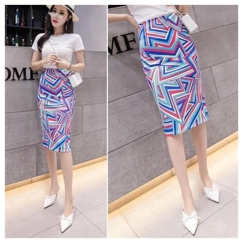 2021 Summer New National Style Women Hip Wrapped Middle Skirt With A Slit Over The Knee Is Slim Girl Fashion Irregular Pattern