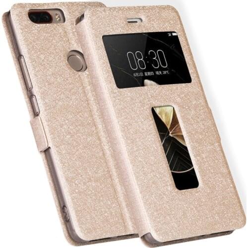 Open window Phone case For ZTE Nubia Z17 Lite back cover PU leather cases For Nubia Z 17 Lite NX591J Flip case Z17Lite shell