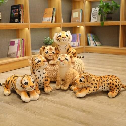 32cm Lovely Lion Tiger Leopard Plush Toys Cute Simulation Dolls Stuffed Soft Real Like Animal Toys Child Kids Decor Gift