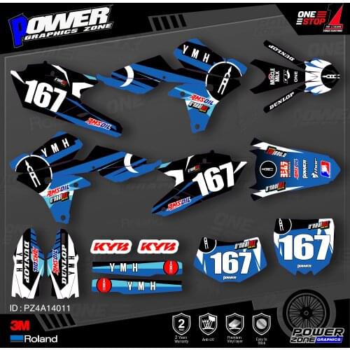 PowerZone Custom Team Graphics Backgrounds Decals 3M Stickers Kit For YAMAHA 14-18 YZ250F 15-18 YZ250FX WRF250 14-17 YZ450F 011