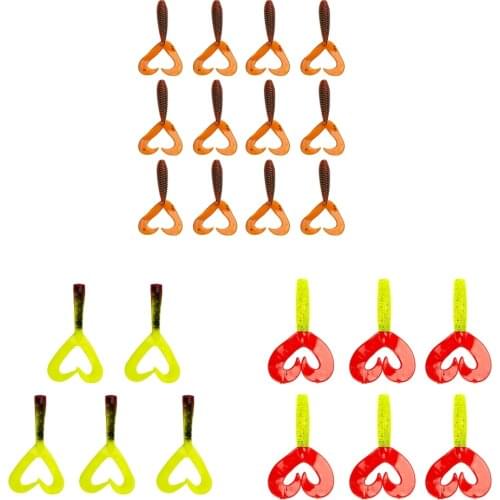 7-9cm Soft Plastic Fishing Two-Tailed Worms Bait Bass Trout Fishing Lures Ready to Fish Lure Replacement Tackles