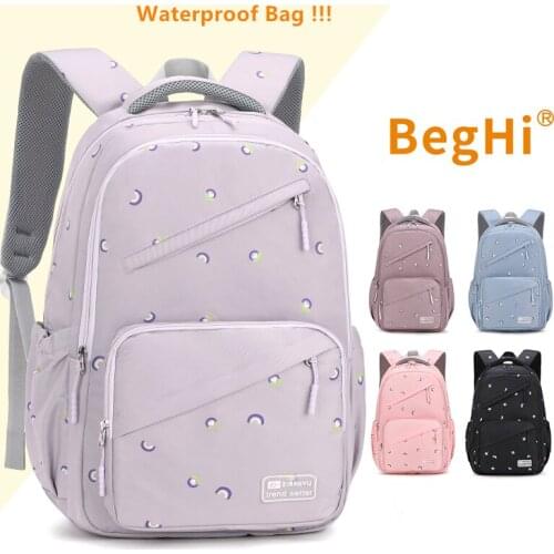 School Bags Backpack Primary School Waterproof Kids Bagpack Bag Canvas Bag Large Size Capacity Space Pink Gray Purple ZR5021
