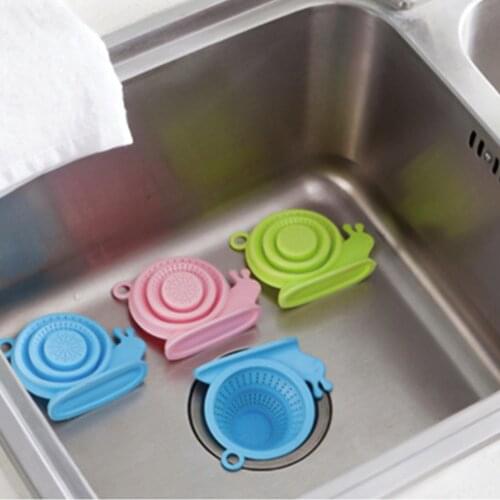 Silicone Drain Cover Adjustable Cartoon Snail Animal Sink Filter Kitchen Waste Strainer Bathroom Shower Sink Stopper Hair Trap