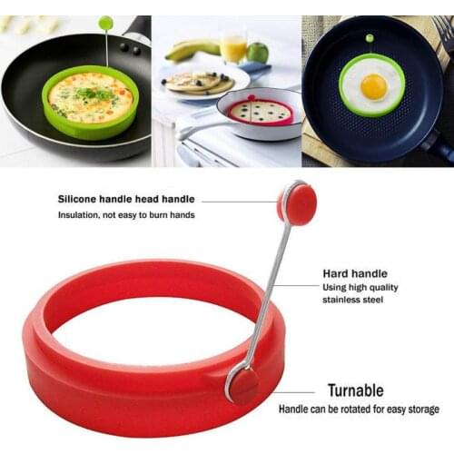 Silicone Fried Egg Mold with Handle Round Pancake Nonstick Fried Egg Molds Kitchen Tools Cooking Gadgets