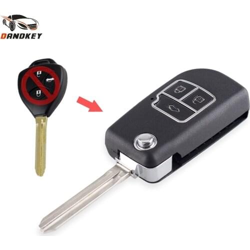 Dandkey 3 Buttons Flip Folding Remote Key Shell Case Cover For Toyota Camry Corolla Prado Vios Reiz Crown RAV4 Brand With Log