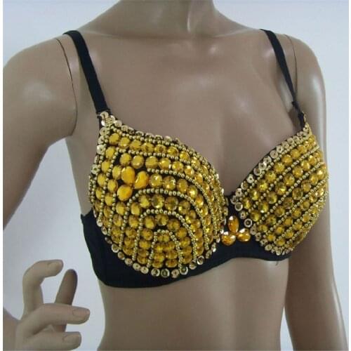 Sexy Ladies Dance Bra Fashion Ballet Costume Push Up Luxury High Quality Sequin Performance Bra