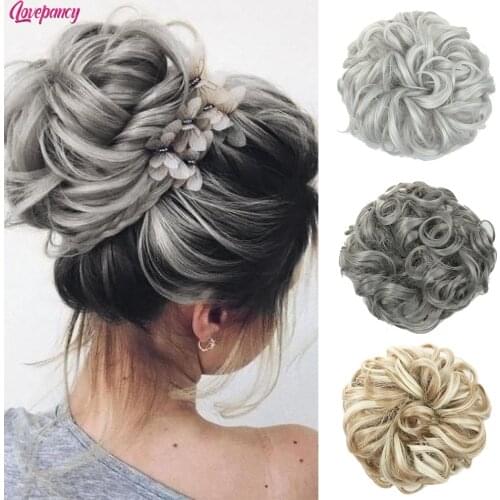 Curly Messy Chignon With Rubber Synthetic Hair Extensions Black Brown Donut Hair Bun High Temperature Fiber Hairpieces Lovepancy