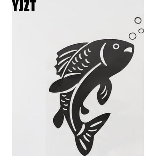 YJZT 13.5CM×18.4CM Amusing Jumping Fish Car Stickers Vinyl Black/Silver Decal 13D-1007