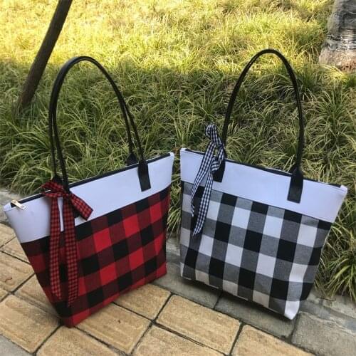 Female Plaid Shoulder Bags Women Tote Handbag Fashion Christmas Red Plaid Travel Bag Casual Large Capacity Handbags