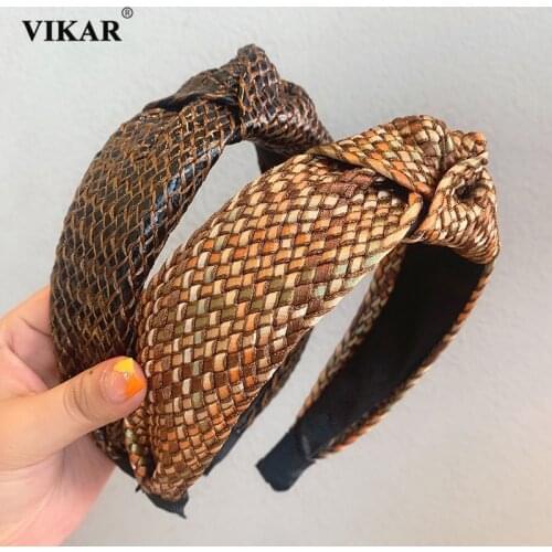 New Snakeskin Pattern Headband Women Fashion Wide Cross Knotted Head Hoop Girls Fashion Headwear Hair Accessories Wholesale