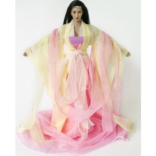 1/6 Ancient costumes of female soldiers white and light ancient dresses suitable for steel bones big breasts and plastic body