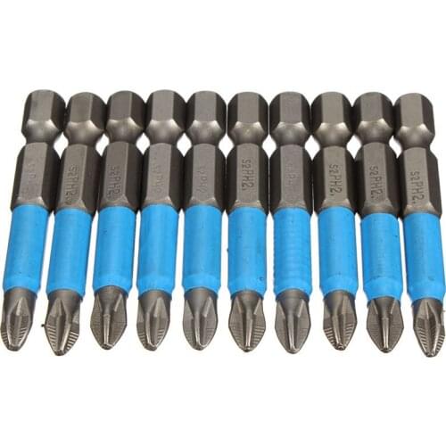 10pcs Non Slip Screwdriver Drill Bits Anti Slip Screwdriver Bits 50mm Ph2 Phillips Screwdriver Magnetic Screw Driver Insert Bit