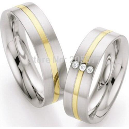 2014 bicolor gold plating western custom health titanium couples promise wedding ring anillos
