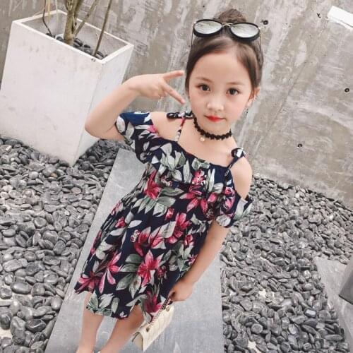 2019 Baby Girls Dress Princess Pageant Floral Dress Bowknot Suspender Dresses for Holiday Cute Kids Clothes