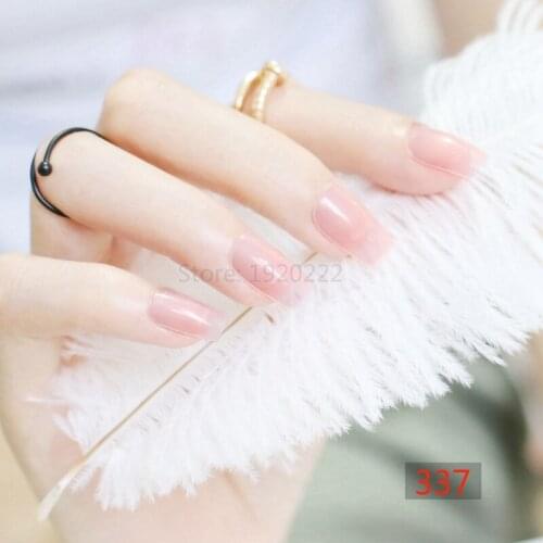 2020 24pcs Hot sell fashion Long section Square head candy false nails decoration Semipermeable nude color M 337