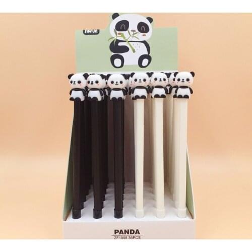 36pcs/pack creative cute cartoon animal panda silica gel pen/student prize promotion gift unisex writing sign pen