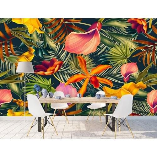 Bacal Custom Leaf 3D Wallpaper Canvas Print Tropical Rain Forest Plant Flower Background Mural Home Decor 3d Photo wall paper