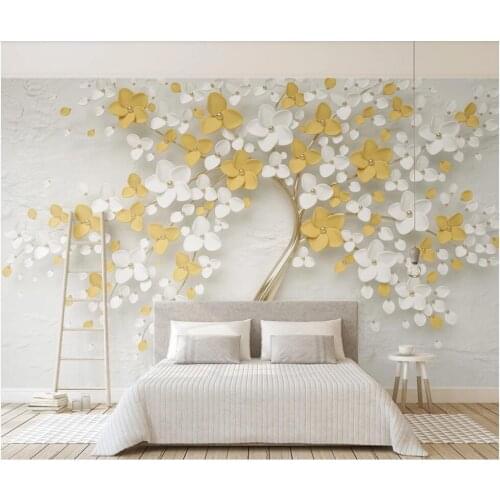 Custom photo 3d wallpaper Modern minimalist relief flower tree living room home decor 3d wall murals wallpaper for walls 3 d