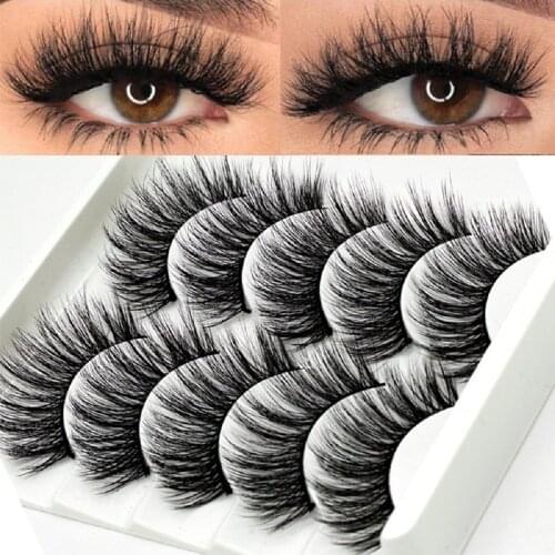 5 Pairs False Eyelashes 3D Mink Lashes Natural False Eyelashes Dramatic Volume Fake Lashes Makeup Eyelash Extension Eyelashes