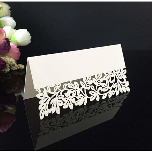 50pcs Leaves Laser Cut Place Card Baby Shower Customized Name Cards For Party Favor Table Birthday Christmas Wedding Decoration