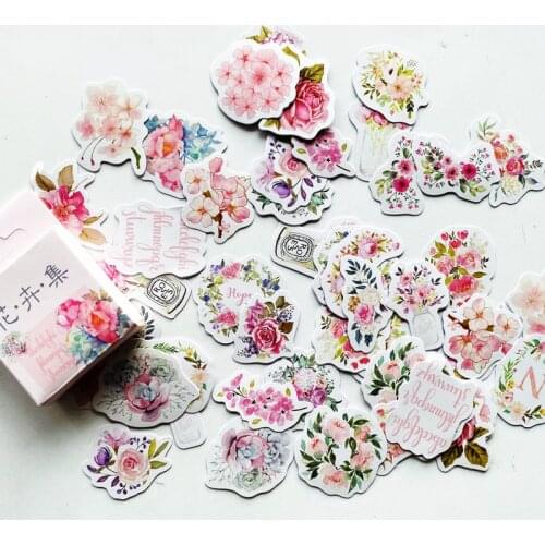 50 pcs/Box Floral Flowers Collection Paper Stickers DIY Decorative Diary Notebook Stick Label