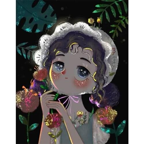 5d Diamond Painting Fairy Girl Cartoon Full Rhinestone Cross Stitch Crystal Sticker Diamond Painting DIY Gift Home Decora