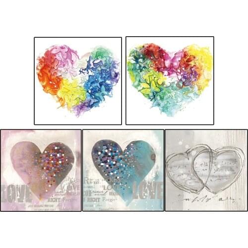 Abstract Heart Full Of Colorful Butterflies Dots Painting 100% Hand Painted Oil Painting On Canvas Wall Art For Home Decoration