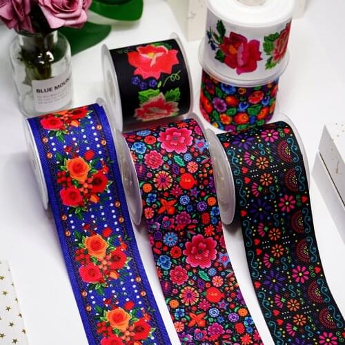 DIY Cartoon Mexican Style Printed Grosgrain Ribbon For Craft Supplies Sewing Accessories 5 Yards. 30196