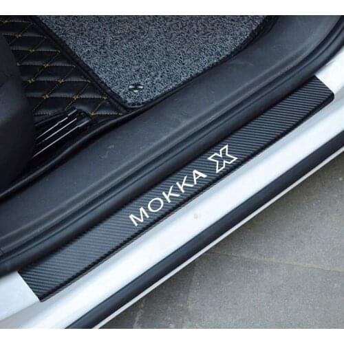 Car Stickers Tuning Produt For Opel Mokka Accessories Auto Sill Scuff Cover Sticker Carbon Fiber Protector Styling Decal 4Pcs