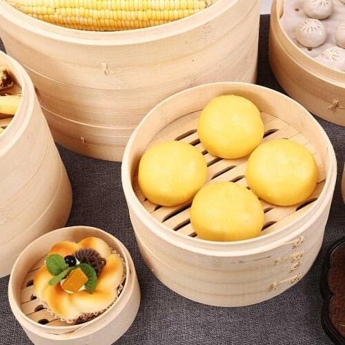 Bamboo Steamer With Cover Set Steam Basket Cooker Cooking Tools Kitchen For Dumpling Dim Sum Snack Fish Vegetable Rice Egg