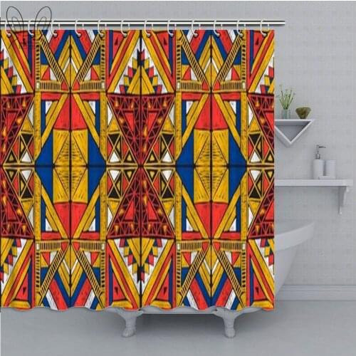 Seamless African pattern Shower Curtain Chevrons Waterproof Bathroom Curtain Polyester Fabric Bath Curtain Bathing Decor Sets
