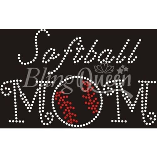 BlingQueen 25PCS/LOT Hot Fix Iron On Rhinestone Appliques Softball Mom Design Custom Orders are welcome