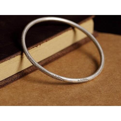 Bracelet For Woman 100% 925 Sterling Silver Jewelry Round Retro Fish Pattern Thai Silver Bracelet Anniversary Party Gift