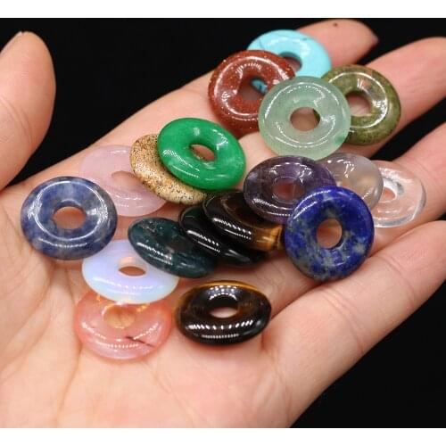 2Pcs Natural Stone Beads Round Semi-Precious Big-Hole Bead For Jewelry Making DIY Necklace Bracelet Anklet Accessory