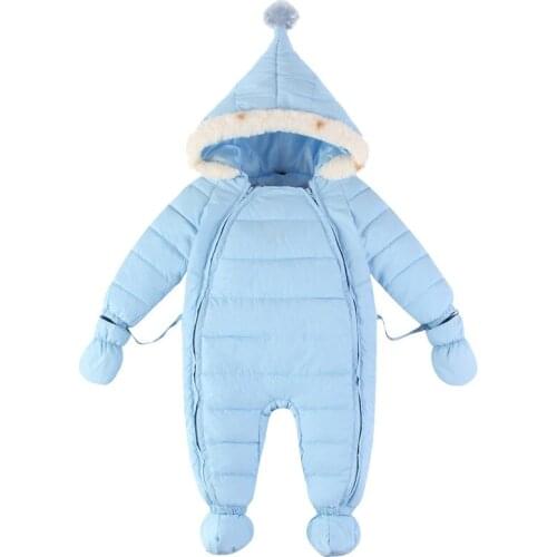 Baby Rompers Winter Thick Boys Costume Girls Warm Infant Snowsuit Solid Kid Jumpsuit Children Outerwear Baby Wear For Newborns